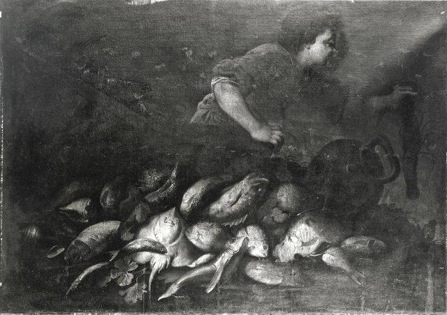 A. C. Cooper — Anonimo napoletano sec. XVII - Natura morta con pesci e ragazzo — insieme